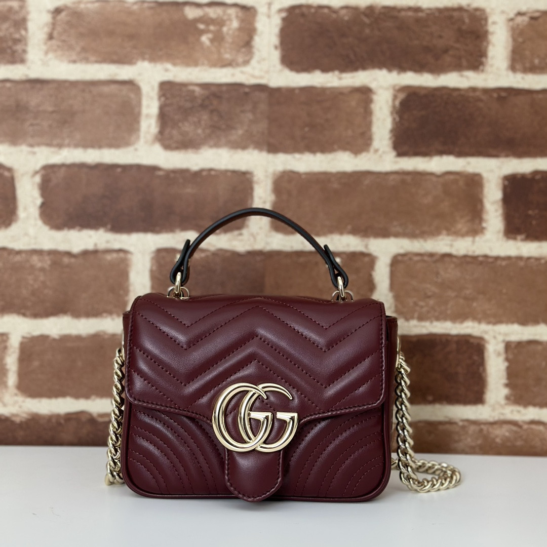 HOT SALE GUCCI GG Marmont mini top handle bag-17*13*6CM