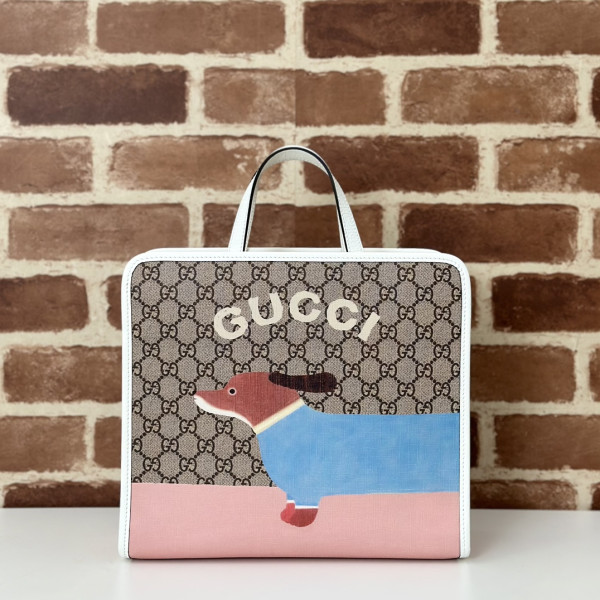 HOT SALE GUCCI Children's dog print tote bag