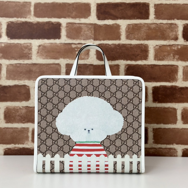 HOT SALE GUCCI Children's dog print tote bag