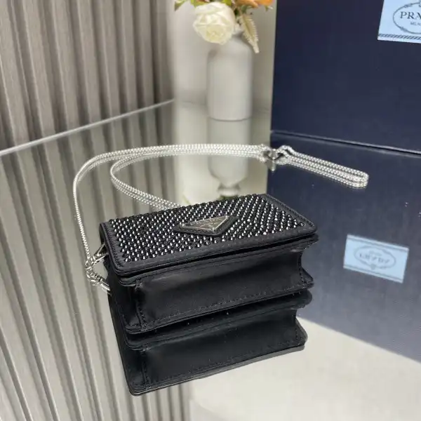 PRADA Cardholder with shoulder strap and crystals