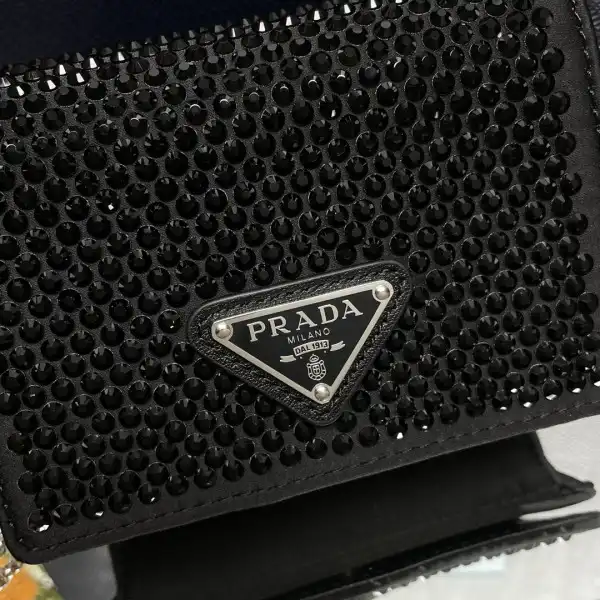 PRADA Cardholder with shoulder strap and crystals