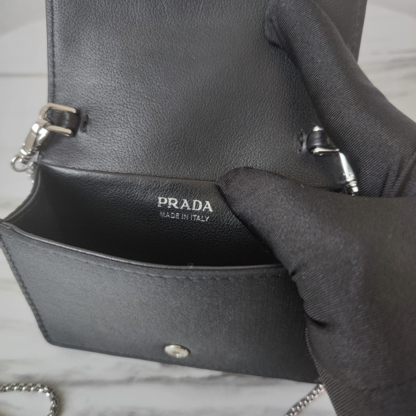 HOT SALE PRADA Cardholder with shoulder strap and crystals