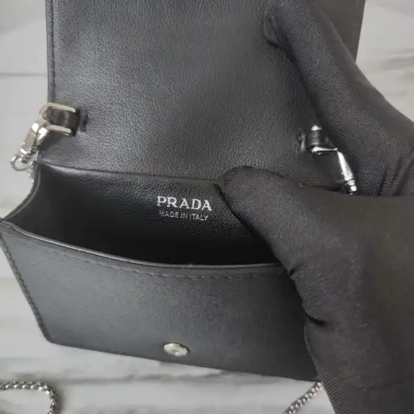 PRADA Cardholder with shoulder strap and crystals