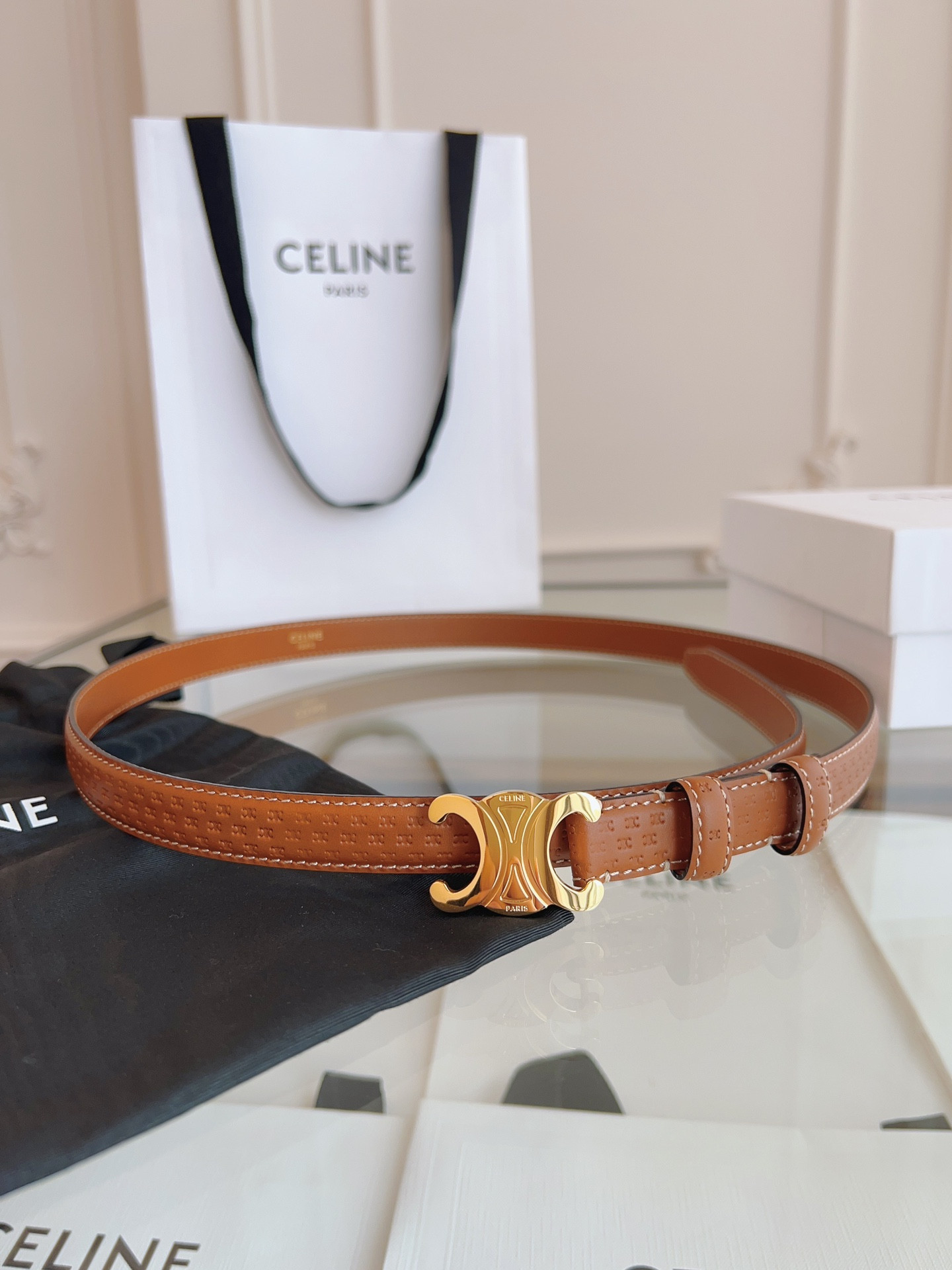 HOT SALE CELIN* BELT-GOLD SILVER