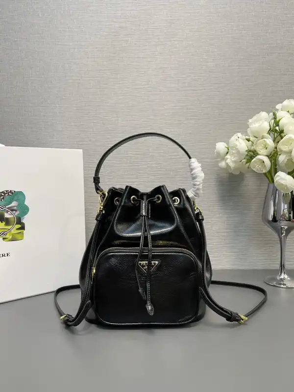 Prada Duet naplak patent leather bucket bag