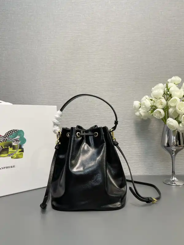 Prada Duet naplak patent leather bucket bag