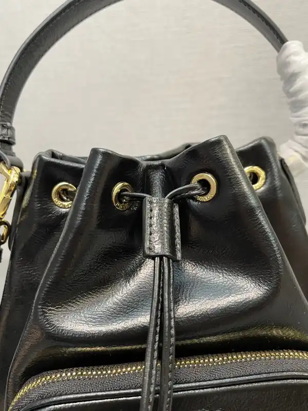 Prada Duet naplak patent leather bucket bag