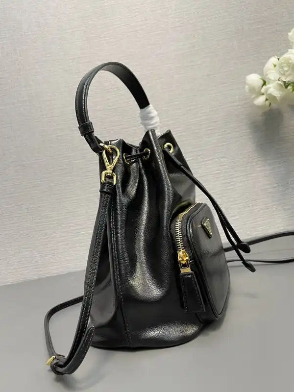 Prada Duet naplak patent leather bucket bag