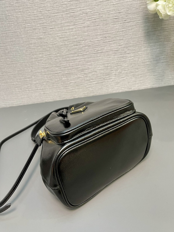 HOT SALE Prada Duet naplak patent leather bucket bag