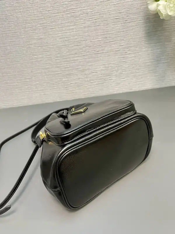 Prada Duet naplak patent leather bucket bag