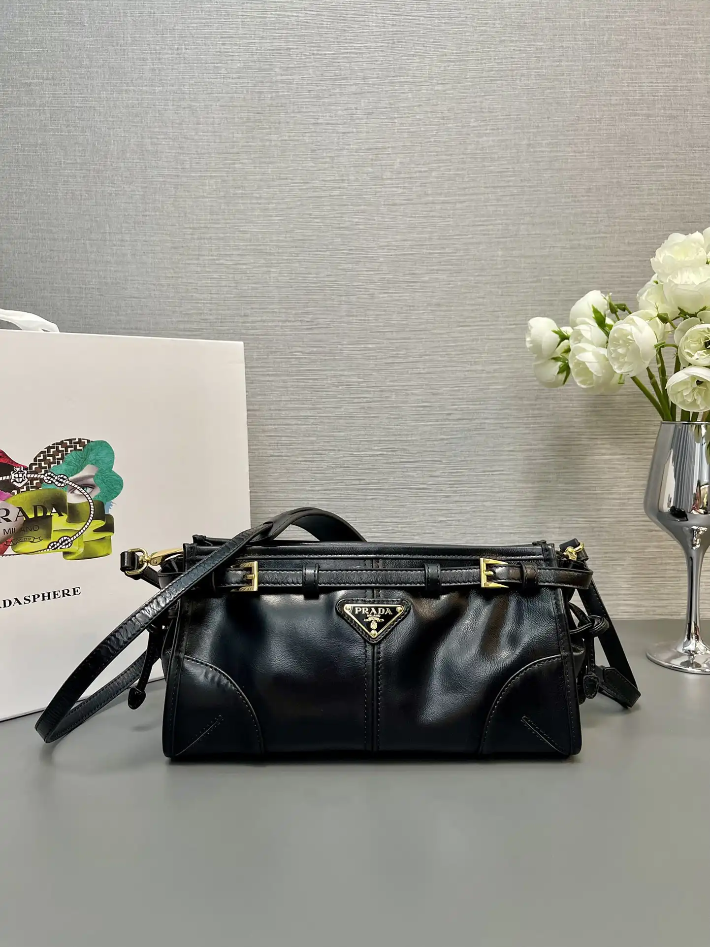 REP Prada Small leather shoulder bag