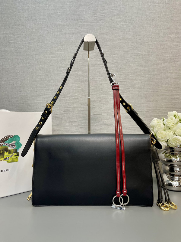 [FREE SHIPPING] Prada Soft Sound large leather shoulder bag with charms