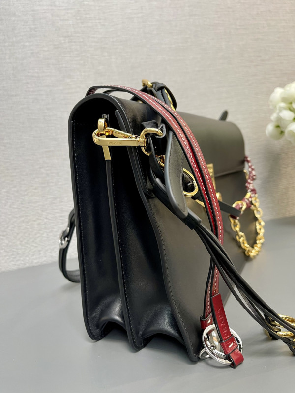 [FREE SHIPPING] Prada Soft Sound large leather shoulder bag with charms