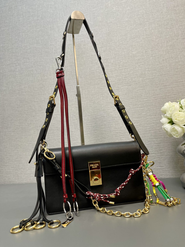 HOT SALE Prada Soft Sound small leather shoulder bag with charms