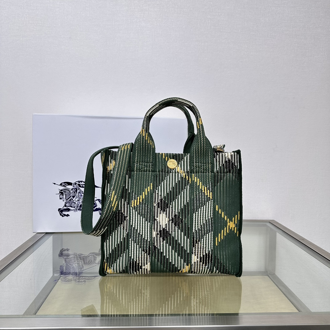 HOT SALE Burberry Mini Check Knitted Tote-25*11*22CM