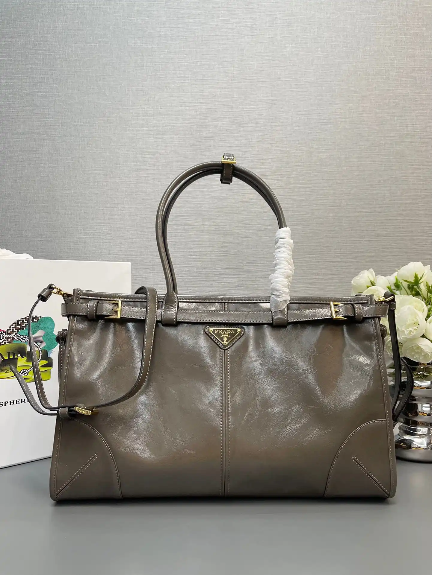 First bag ru Prada Large leather handbag