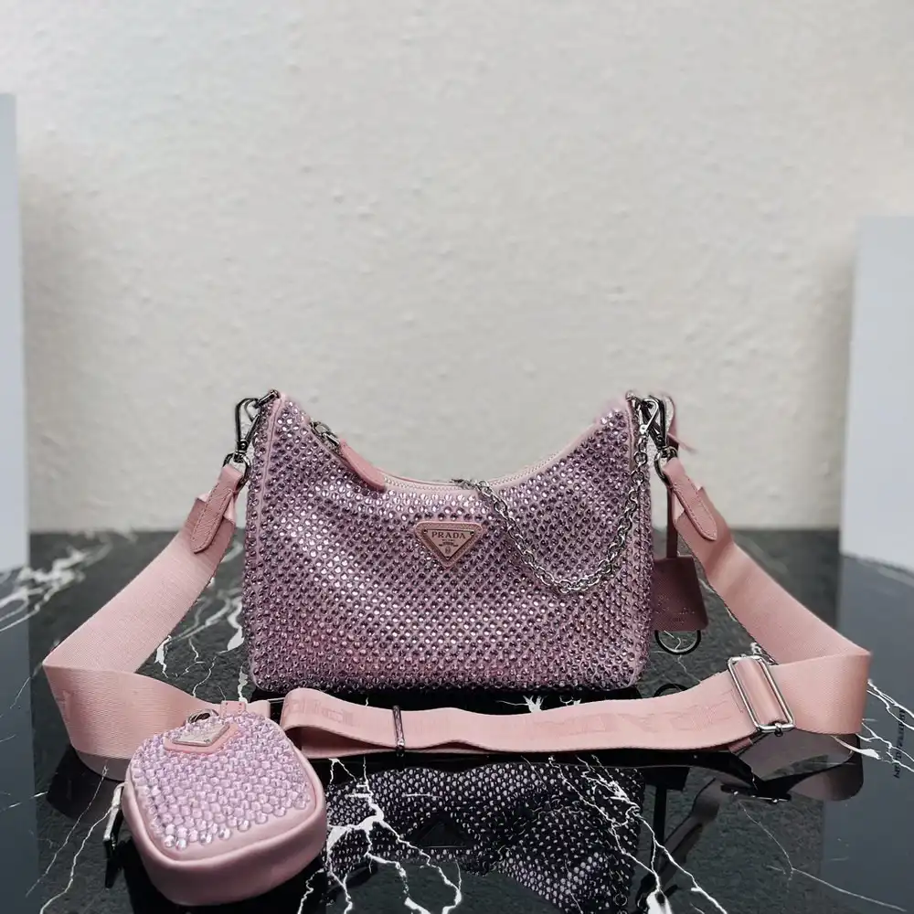 Prada Re-Edition 2005 satin bag with crystals