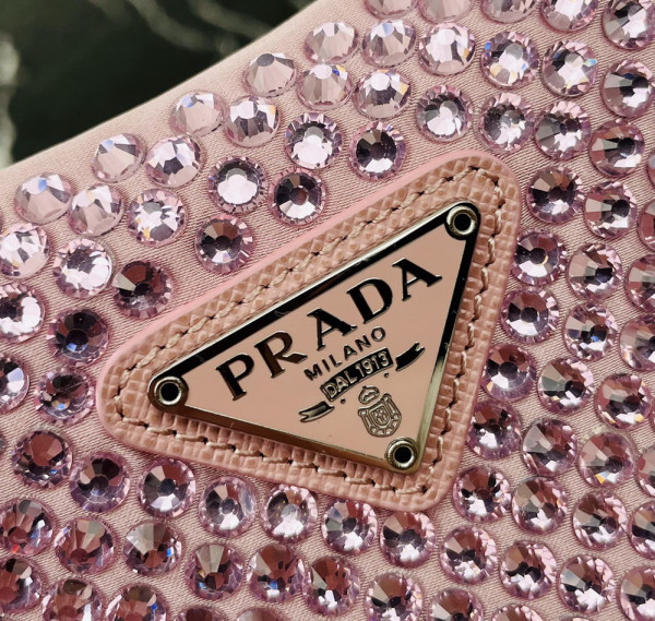 HOT SALE Prada Re-Edition 2005 satin bag with crystals