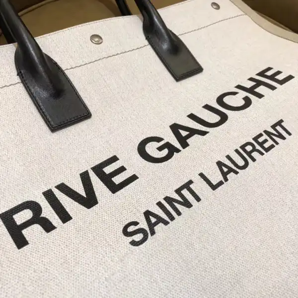 Affordable YSL RIVE GAUCHE TOTE BAG IN LINEN AND LEATHER