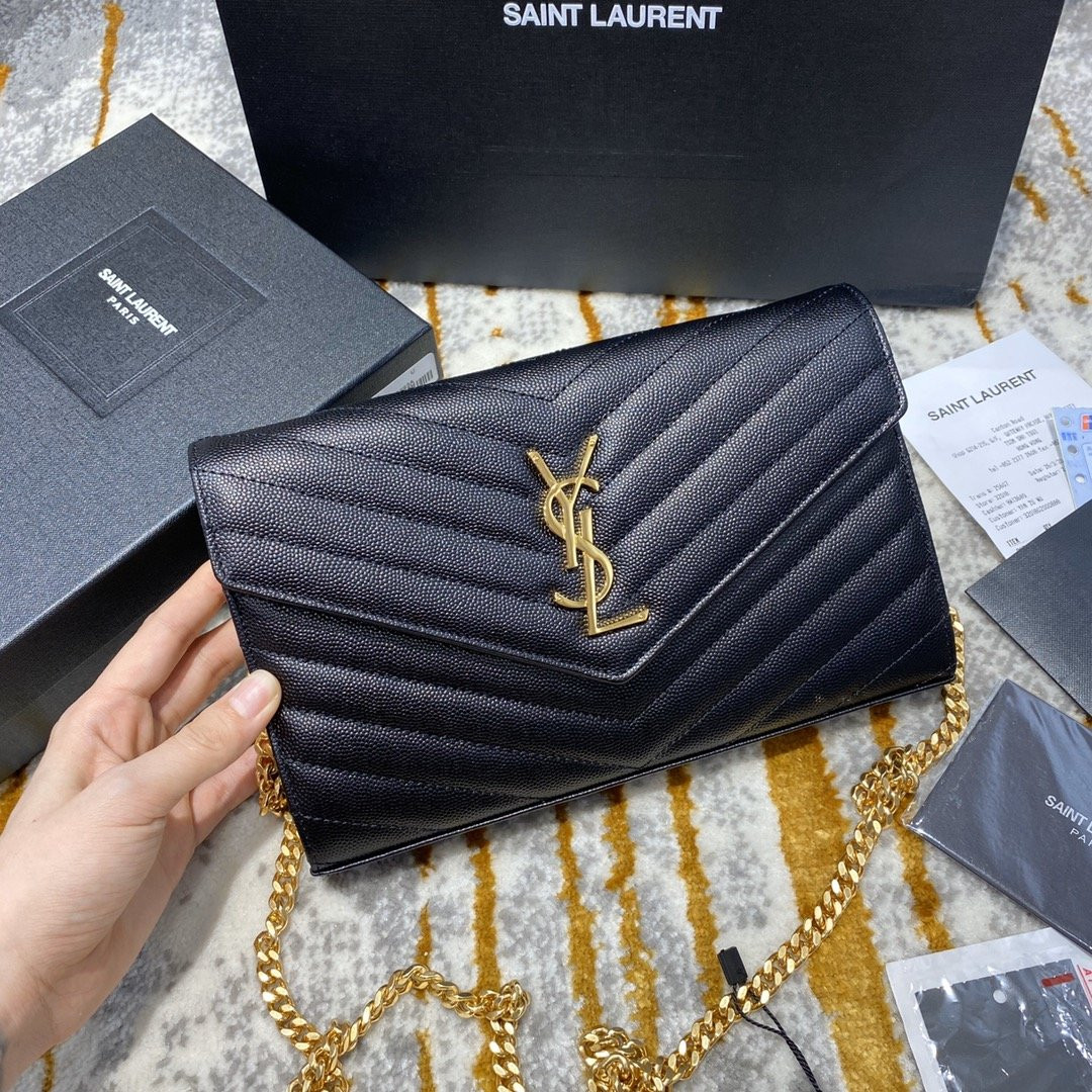 HOT SALE YSL CASSANDRE MATELASSÉ CHAIN WALLET