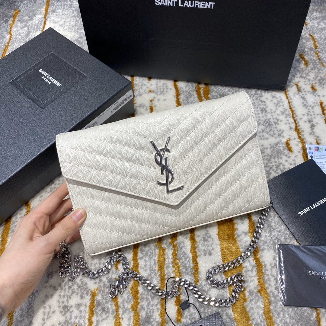 HOT SALE YSL CASSANDRE MATELASSÉ CHAIN WALLET