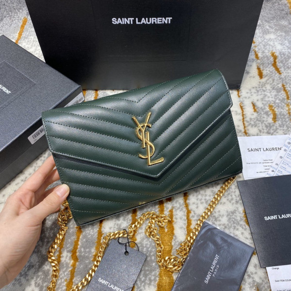 HOT SALE YSL CASSANDRE MATELASSÉ CHAIN WALLET