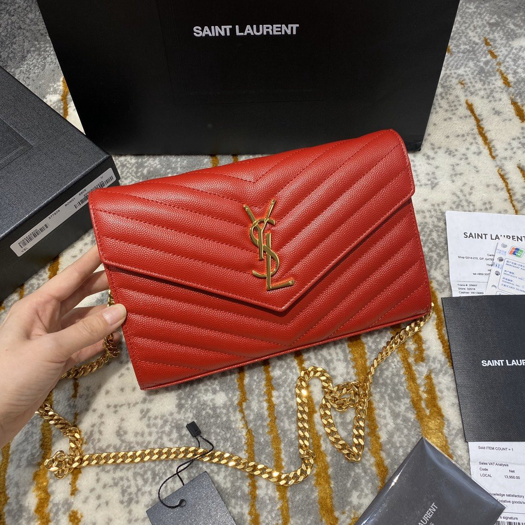 HOT SALE YSL CASSANDRE MATELASSÉ CHAIN WALLET