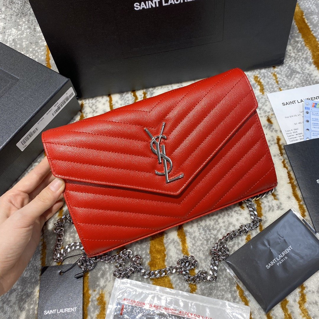 HOT SALE YSL CASSANDRE MATELASSÉ CHAIN WALLET