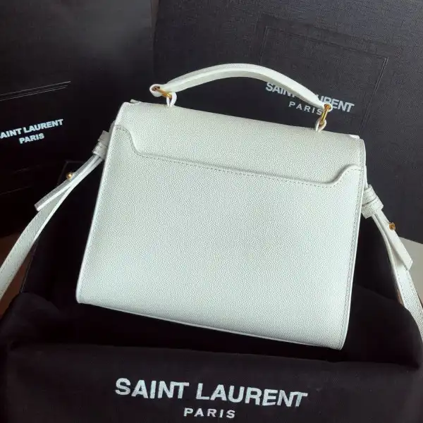 YSL CASSANDRA MINI TOP HANDLE BAG IN GRAIN DE POUDRE EMBOSSED LEATHER