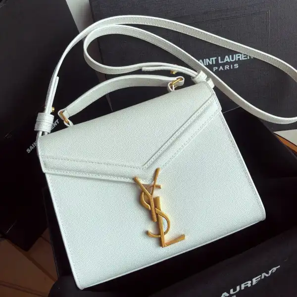 YSL CASSANDRA MINI TOP HANDLE BAG IN GRAIN DE POUDRE EMBOSSED LEATHER