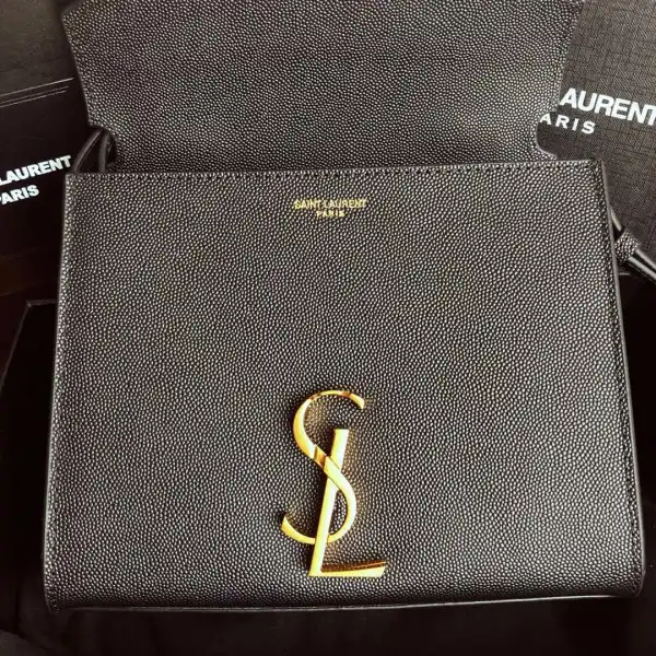 YSL CASSANDRA MINI TOP HANDLE BAG IN GRAIN DE POUDRE EMBOSSED LEATHER