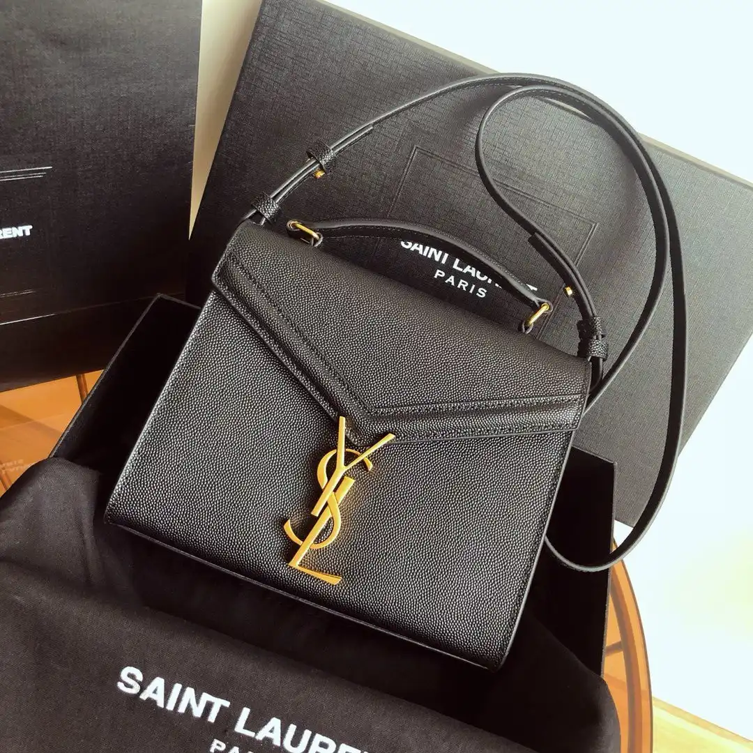 First bag ru YSL CASSANDRA MINI TOP HANDLE BAG IN GRAIN DE POUDRE EMBOSSED LEATHER