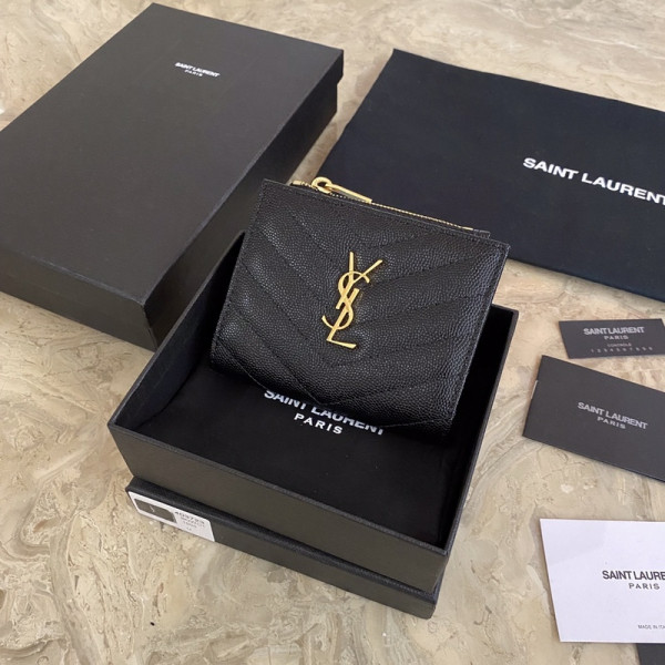 HOT SALE YSL MONOGRAM ZIPPED CARD CASE