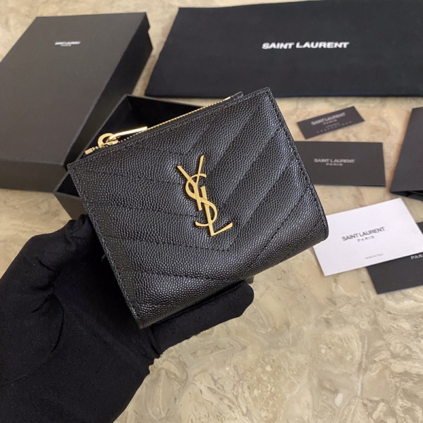 HOT SALE YSL MONOGRAM ZIPPED CARD CASE