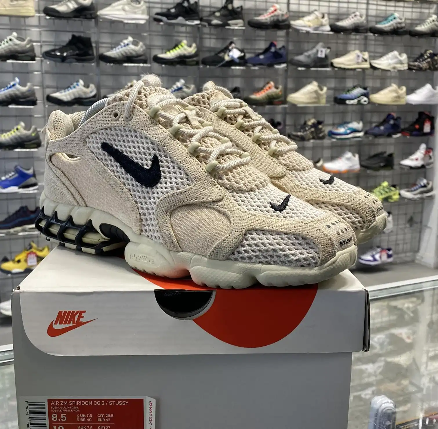 Nike Air Zoom Spiridon Cage 2 Stussy 'Fossil' UK7.5