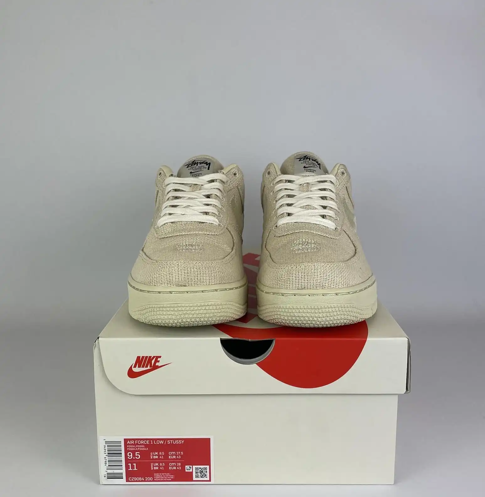 Nike Air Force 1 Low Stussy Fossil UK8.5