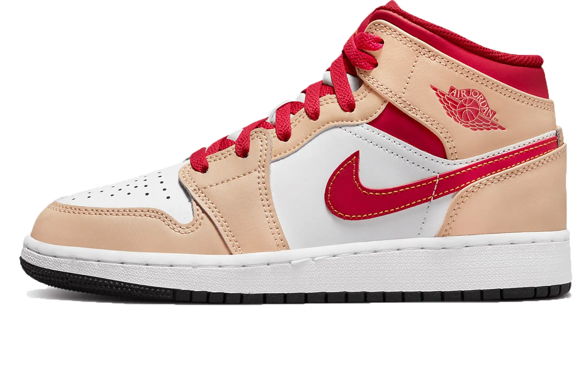 Air Jordan 1 Mid Light Curry Cardinal GS