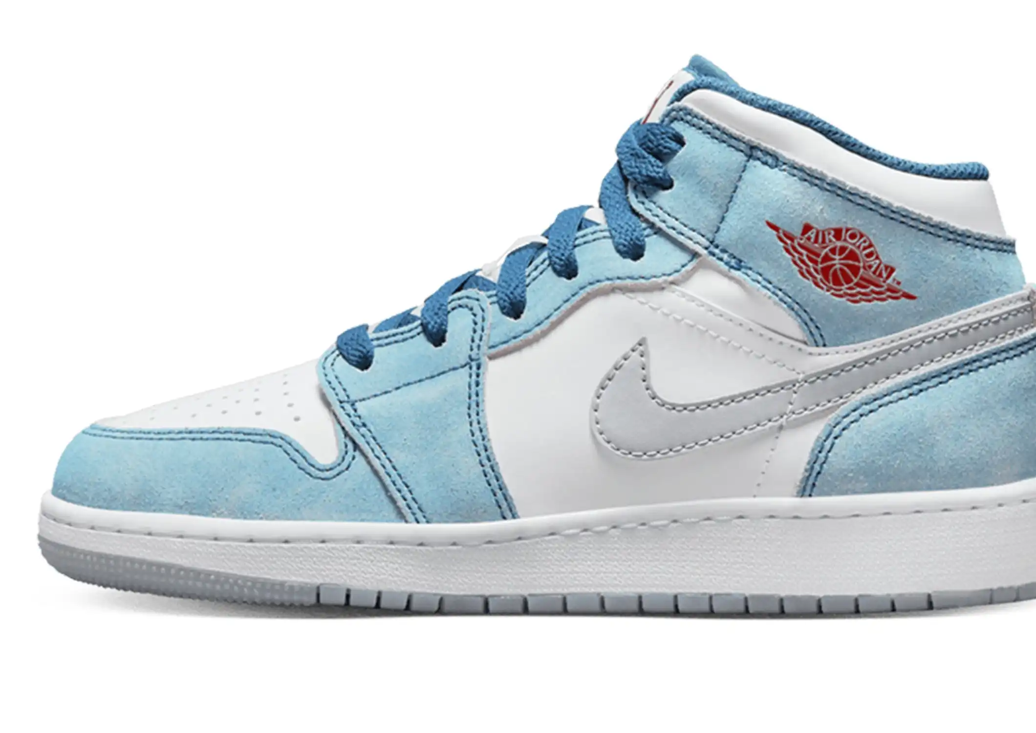 Air Jordan 1 Mid French Blue Fire Red GS