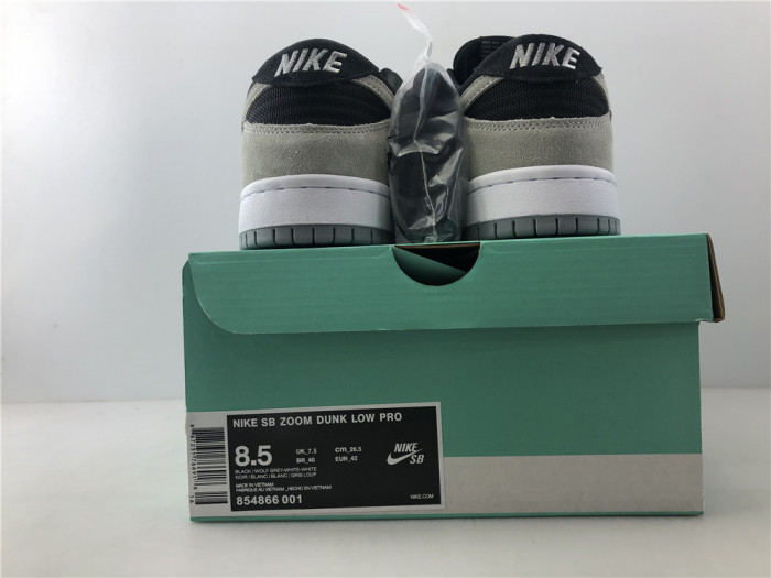 Nike Sb Zoom Dunk Low Pro Black Wolf Grey-White-White 854866-001