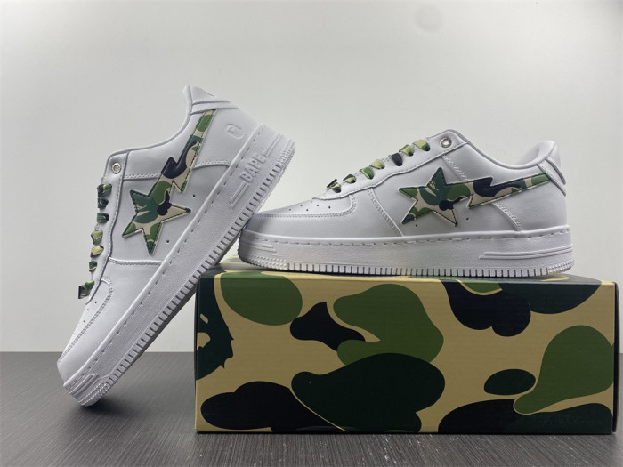 A BATHING APE SK8 STA LOW WHITE ABC CAMO GREEN