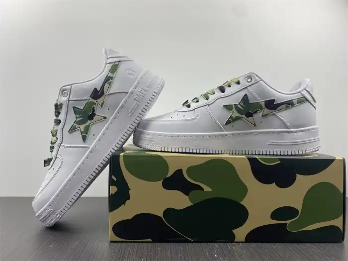 A BATHING APE SK8 STA LOW WHITE ABC CAMO GREEN