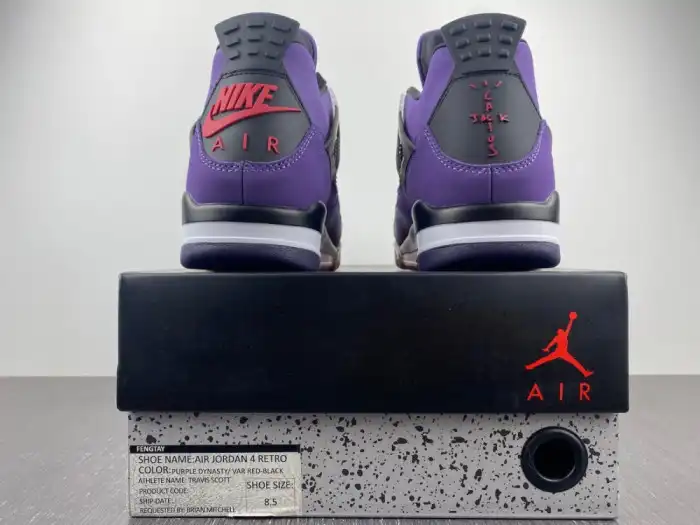 Rep JORDAN 4 RETRO TRAVIS SCOTT PURPLE (FRIENDS AND FAMILY) 766296 LN4