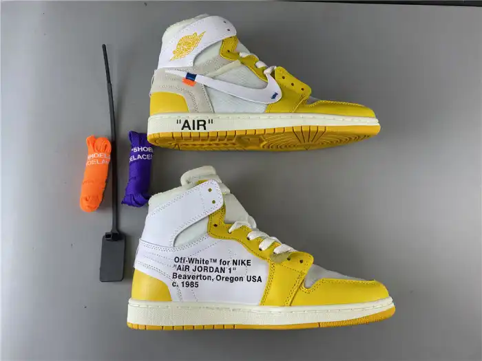 Cheap Air Jordan 1 x Off-White NRG White Dark Powder Yellow-Cone AQ0818-149