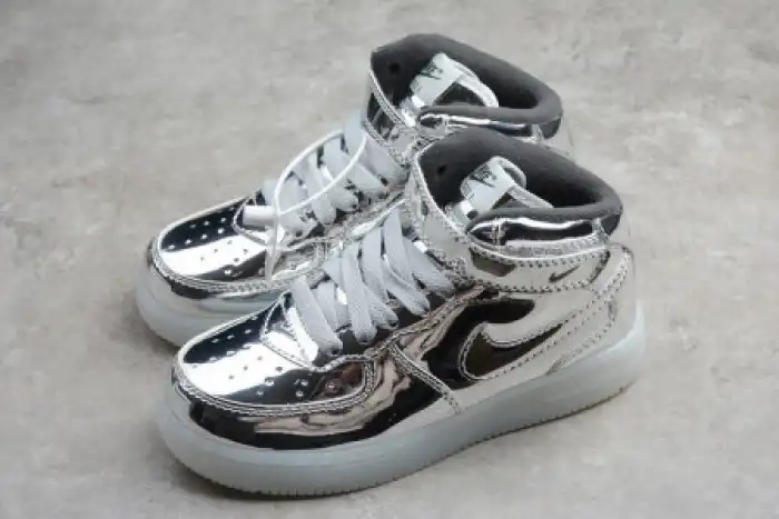 Cheap KIDS NIKE AIR FORCE 1 MID WB METALLIC SILVER 314197-8500