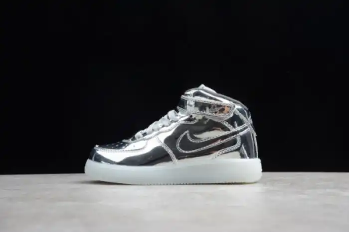 Cheap KIDS NIKE AIR FORCE 1 MID WB METALLIC SILVER 314197-8500