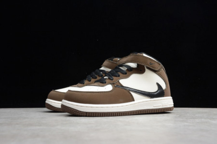 KIDS NIKE AIR FORCE 1 MID 07 X TRAVIS SCOTT BEIGE BROWN 314197-168