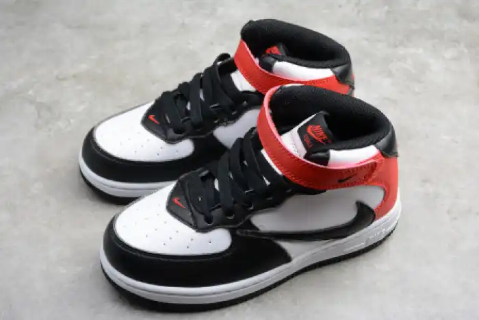 Rep KIDS NIKE AIR FORCE 1 MID 07 X TRAVIS SCOTT WHITE BLACK RED 314197-016