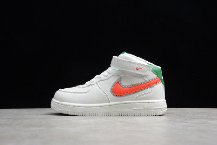 Onekick KIDS NIKE AIR FORCE 1 MID 07 WHITE GREEN ORANGE 314193-100