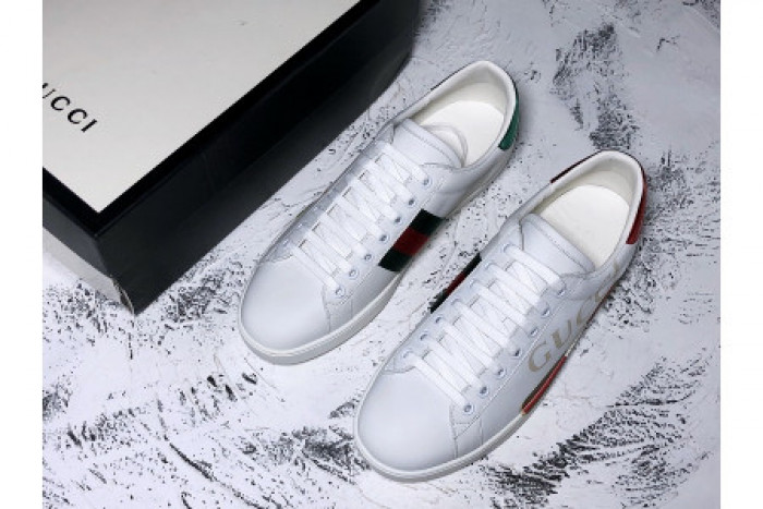 GUCC ACE EMBROIDERED LOW-TOP SNEAKER WHITE WITH LOGO