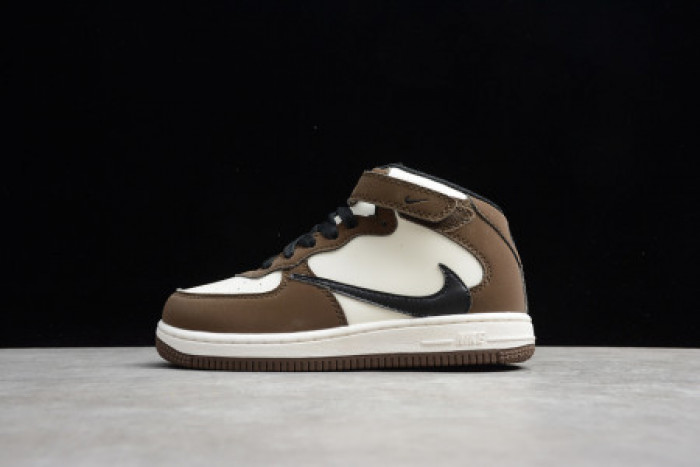 KIDS NIKE AIR FORCE 1 MID 07 X TRAVIS SCOTT BEIGE BROWN 314197-168